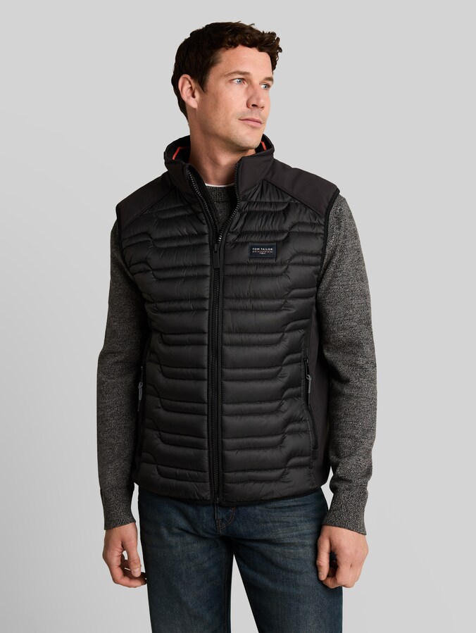 Hybrid Steppweste mit Stehkragen von Men, Black