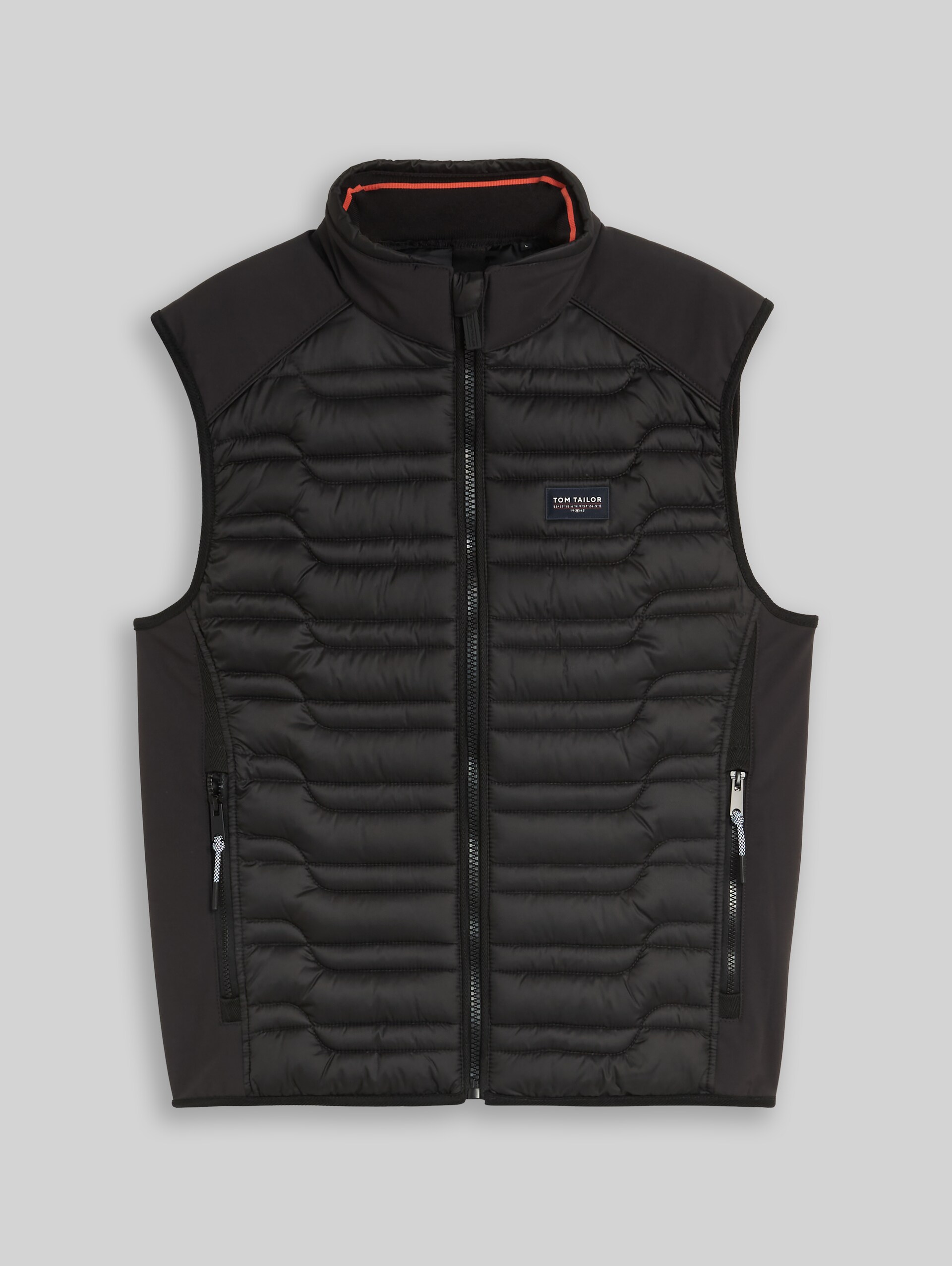 Hybrid Steppweste mit Stehkragen - Black - Vorder-Produkt-Ansicht