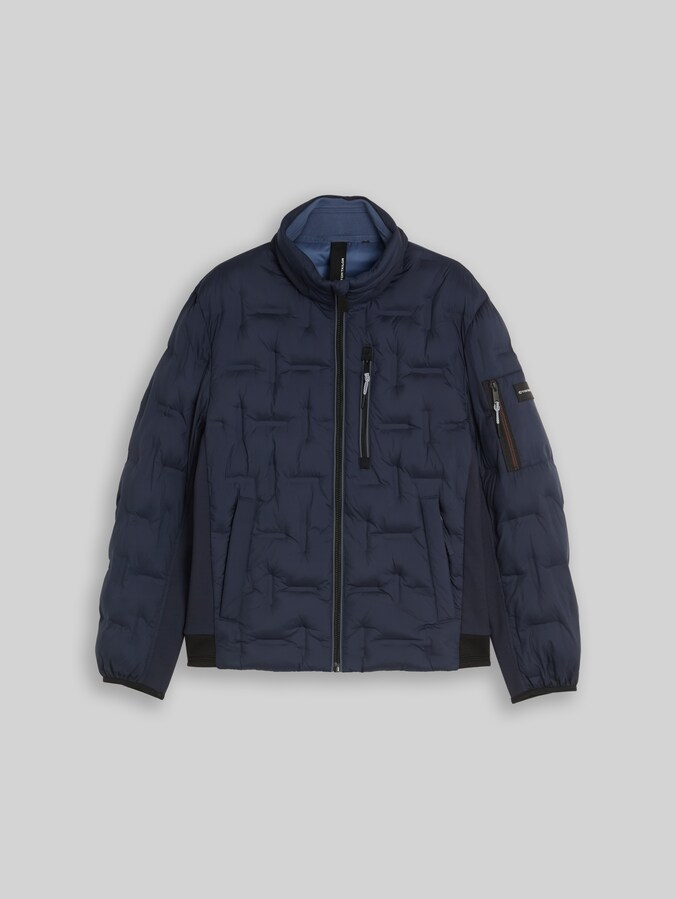 Hybrid quilted jacket with stowable hood by Men, sky captain blue