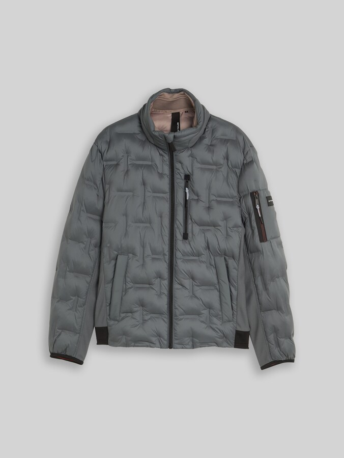 Hybrid quilted jacket with stowable hood by Men, Darkest Olive