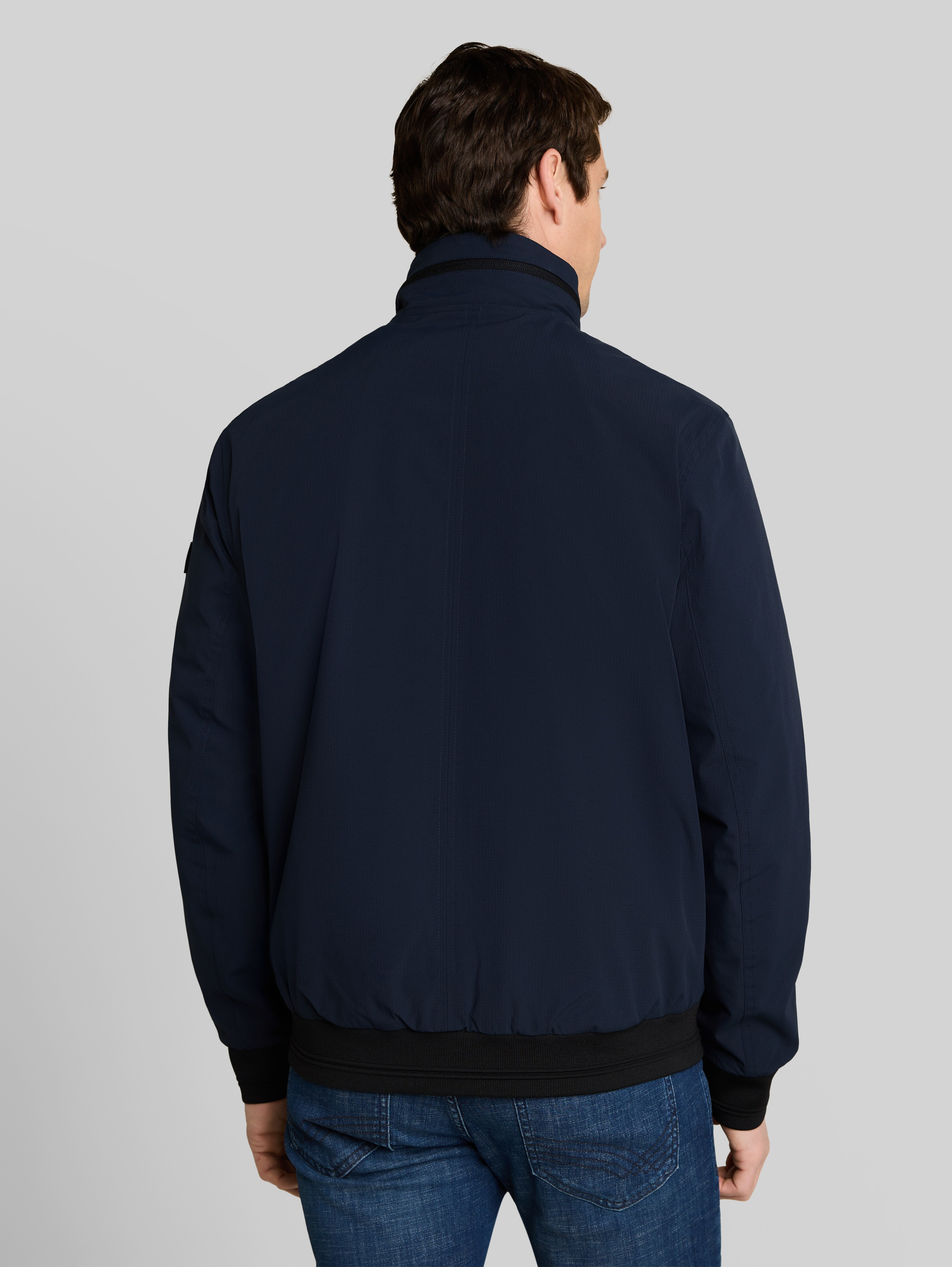 Blouson jacket with stowable hood in blue by Tom Tailor