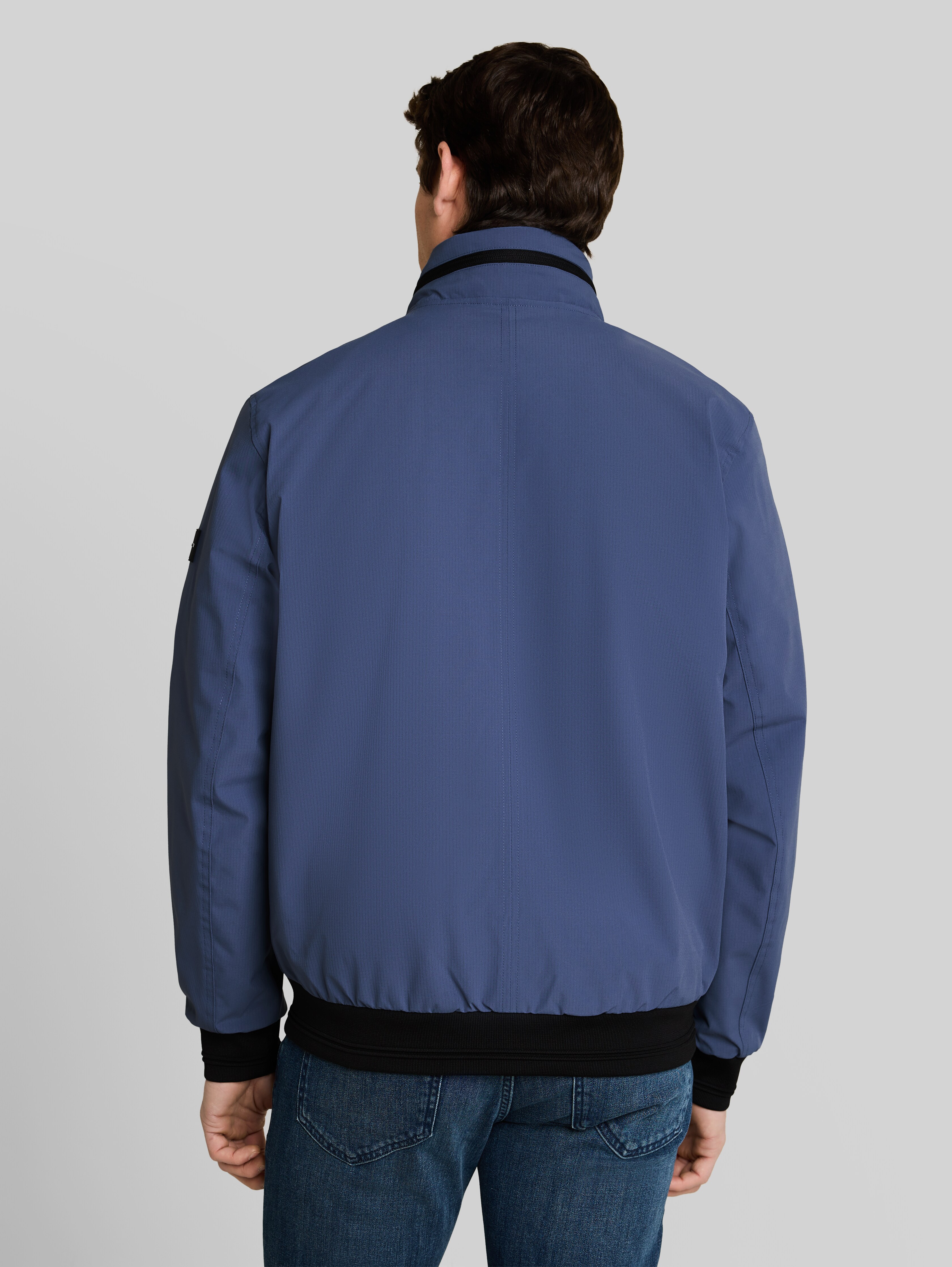 Blouson jacket with stowable hood in blue by Tom Tailor