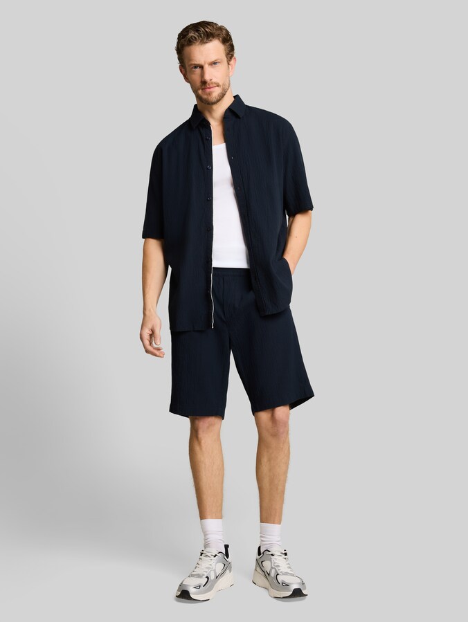 Comfort Fit Seersucker Kurzarmhemd von Men, sky captain blue