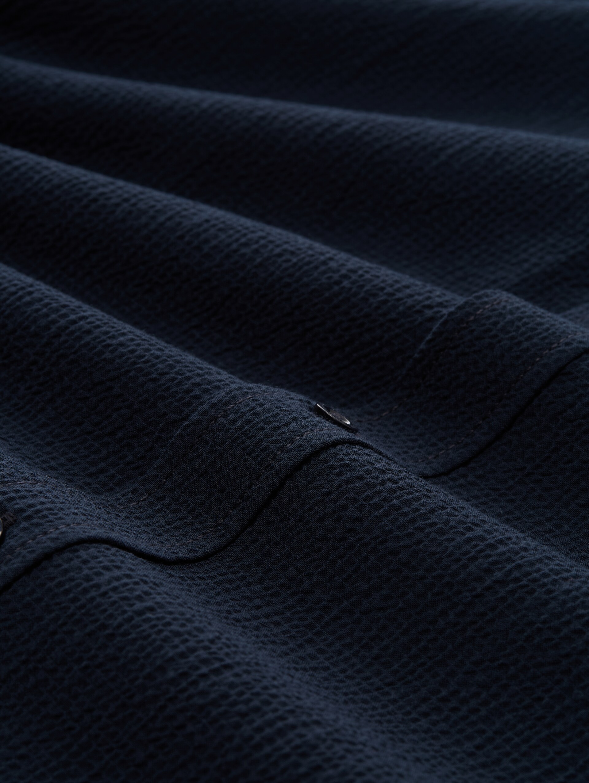 Comfort Fit seersucker overhemd met korte mouwen - sky captain blue - Materiaalweergave