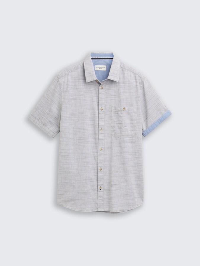 Regular Fit Kurzarmhemd aus Baumwolle von Men, leaf green horizontal stripe