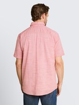 Regular fit katoenen overhemd met korte mouwen - orange red horizontal stripe - Neklijn model-achteraanzicht