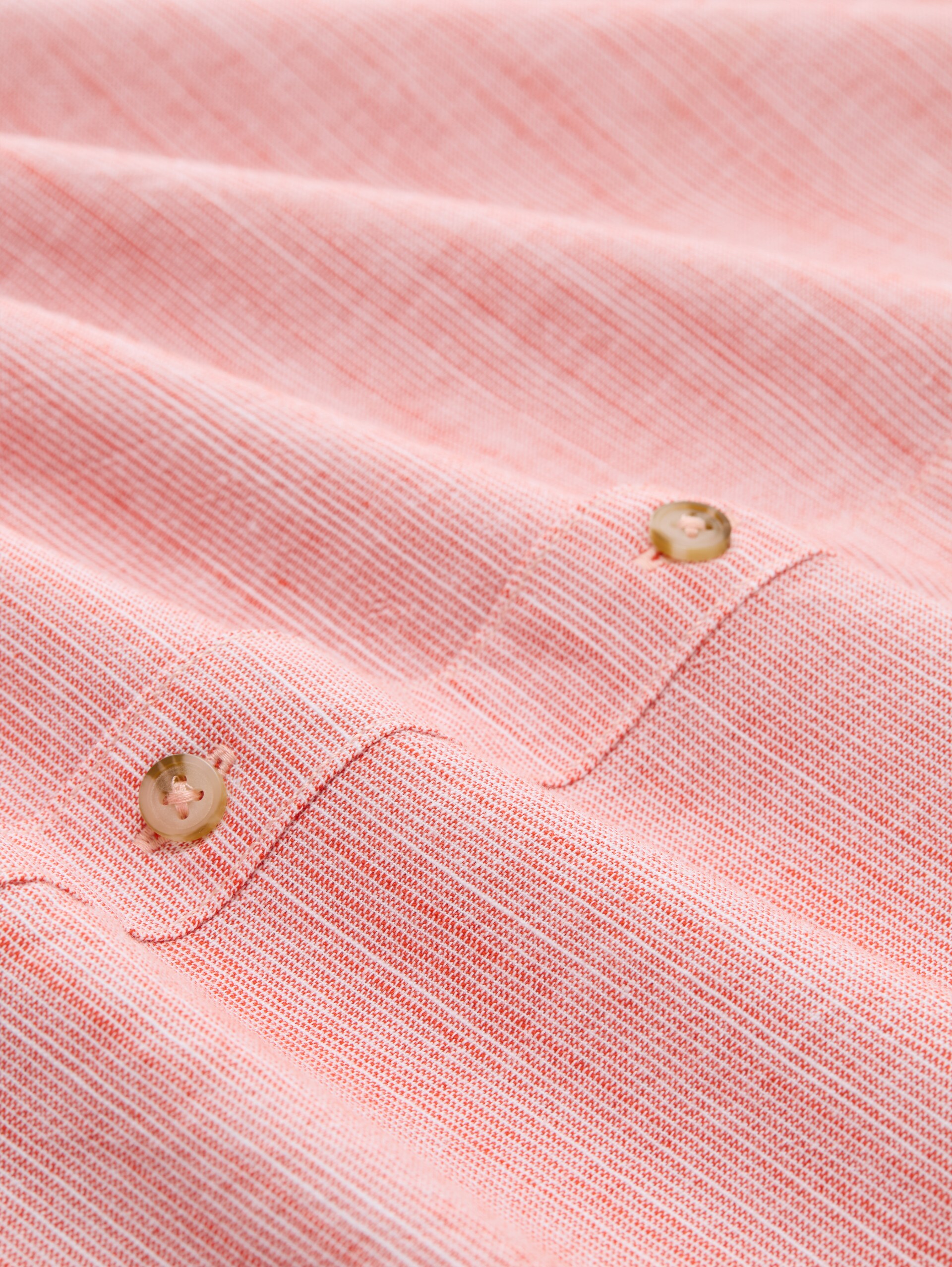 Regular fit katoenen overhemd met korte mouwen - orange red horizontal stripe - Materiaalweergave