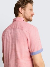 Regular fit katoenen overhemd met korte mouwen - orange red horizontal stripe - Detailaanzicht model