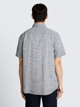 Chemise à manches courtes en coton, coupe regular - navy horizontal stripe - Découpe Vue arrière du modèle