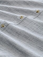 Chemise à manches courtes en coton, coupe regular - navy horizontal stripe - Vue de la matière