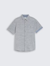 Chemise à manches courtes en coton, coupe regular - navy horizontal stripe - Vue de face du produit