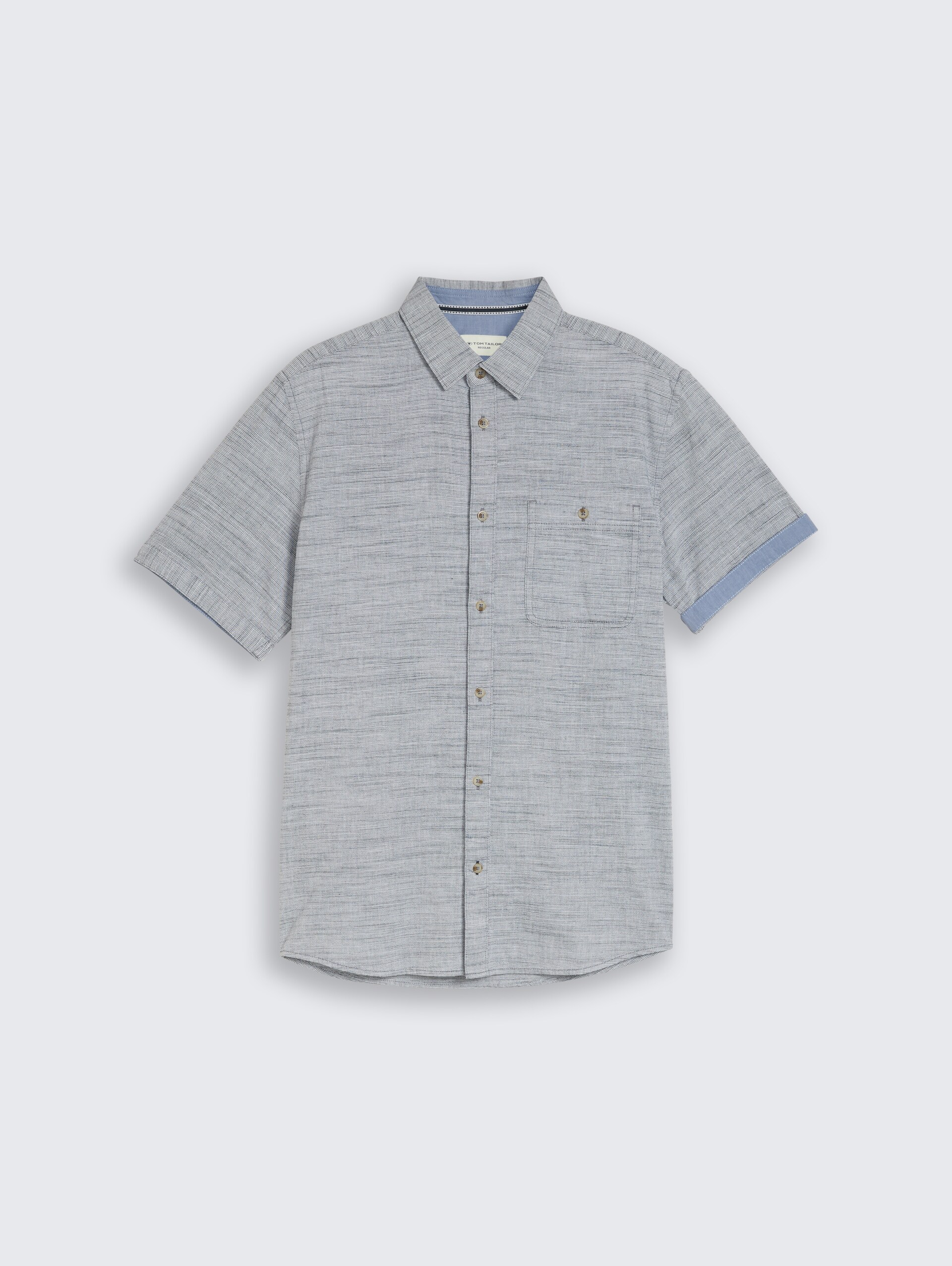 Regular Fit Kurzarmhemd aus Baumwolle - navy horizontal stripe - Vorder-Produkt-Ansicht