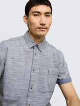 Chemise à manches courtes en coton, coupe regular - navy horizontal stripe - Vue détaillée du modèle