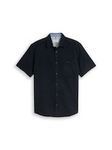 Geselecteerd, Regular fit jacquard katoenen overhemd met korte mouwen door Tom Tailor, blauw