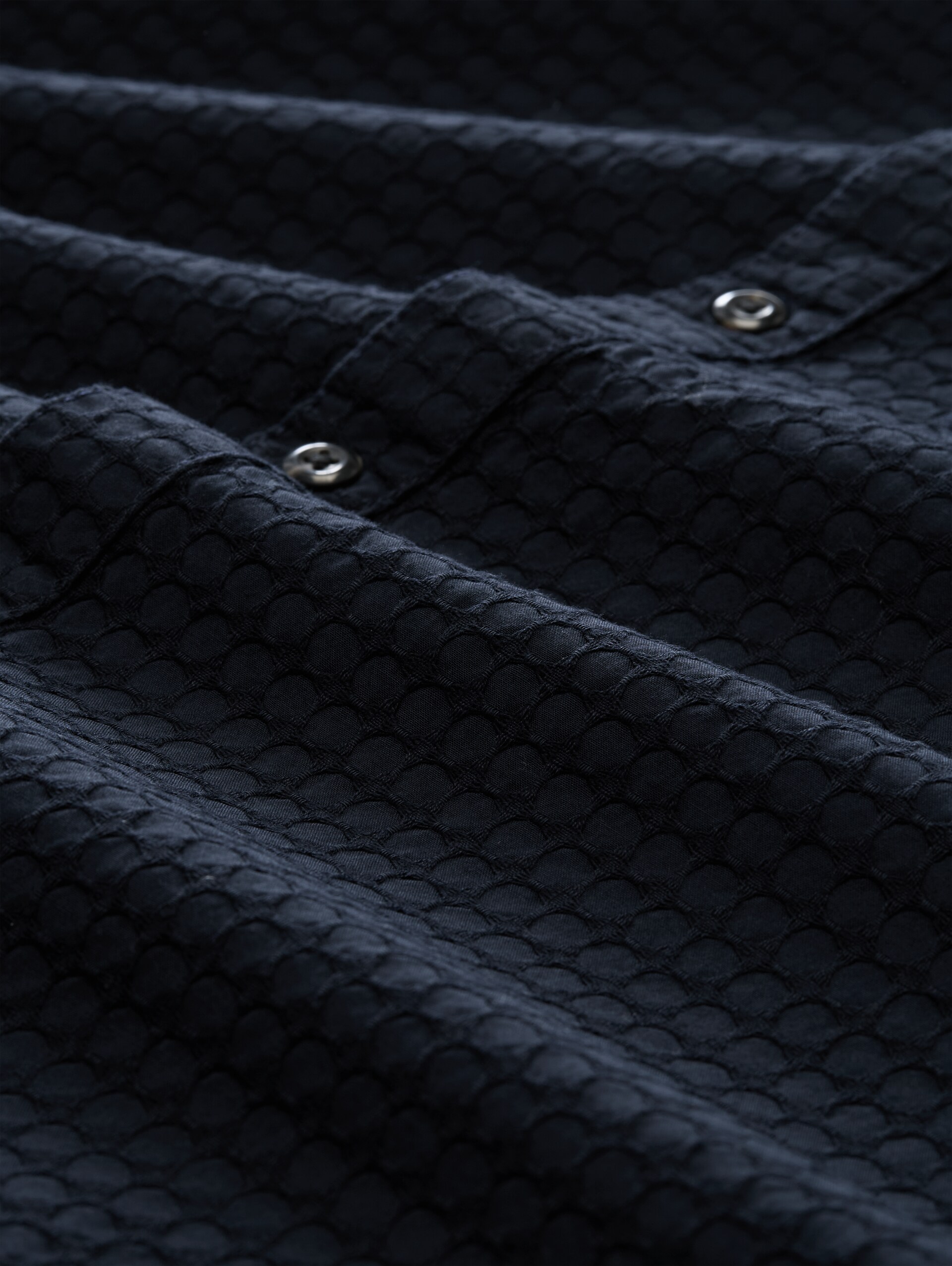 Regular fit jacquard katoenen overhemd met korte mouwen - sky captain blue - Materiaalweergave