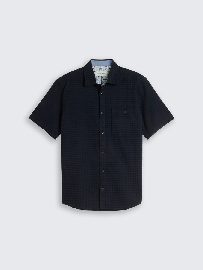Regular Fit Jacquard Kurzarmhemd aus Baumwolle von Men, sky captain blue