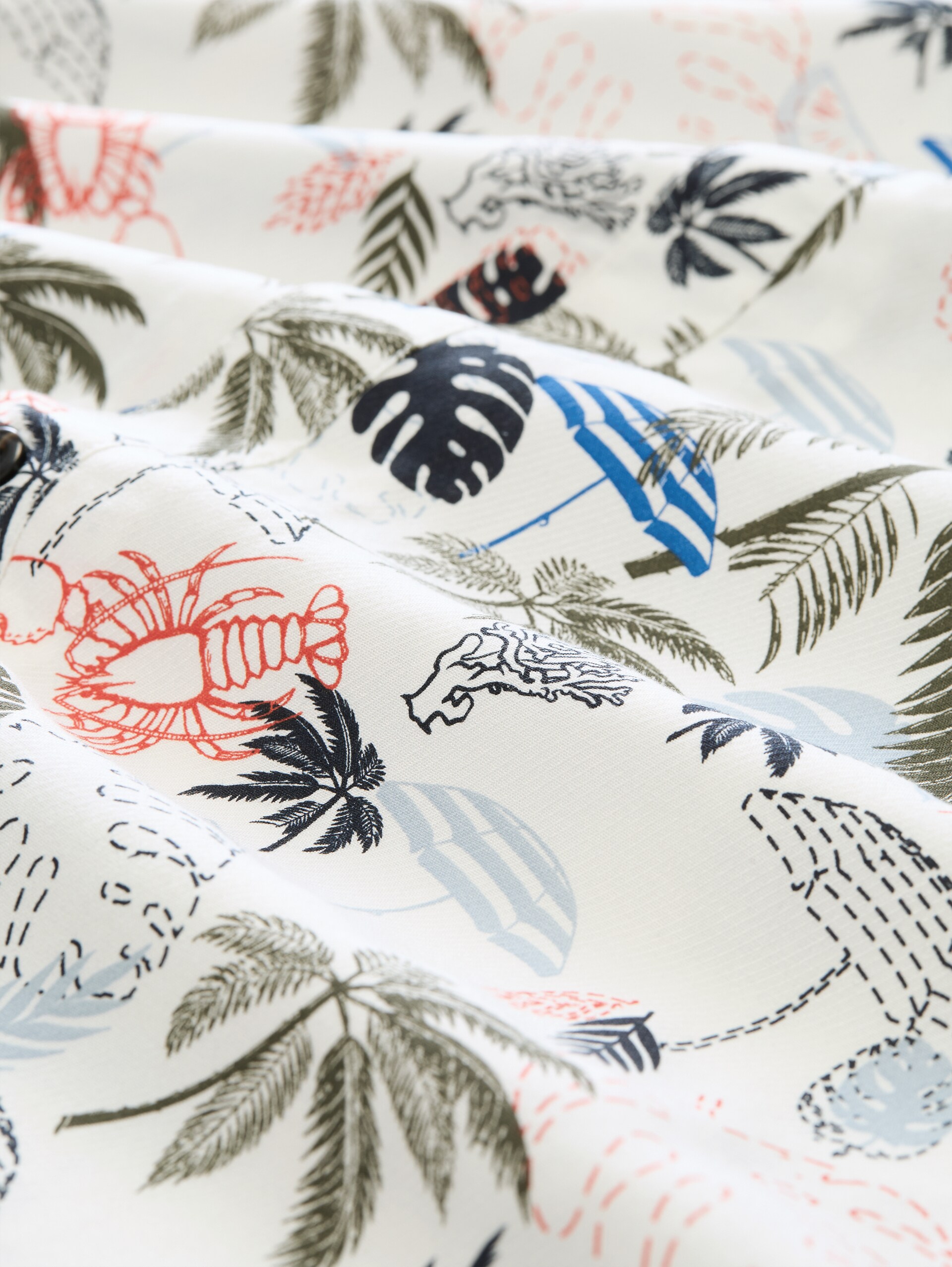 Regular fit resort-overhemd met korte mouwen van viscose - off white beach design - Materiaalweergave