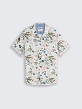 Regular fit resort-overhemd met korte mouwen van viscose - off white beach design - Product vooraanzicht