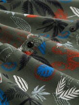 Regular fit resort-overhemd met korte mouwen van viscose - leaf green beach design - Materiaalweergave