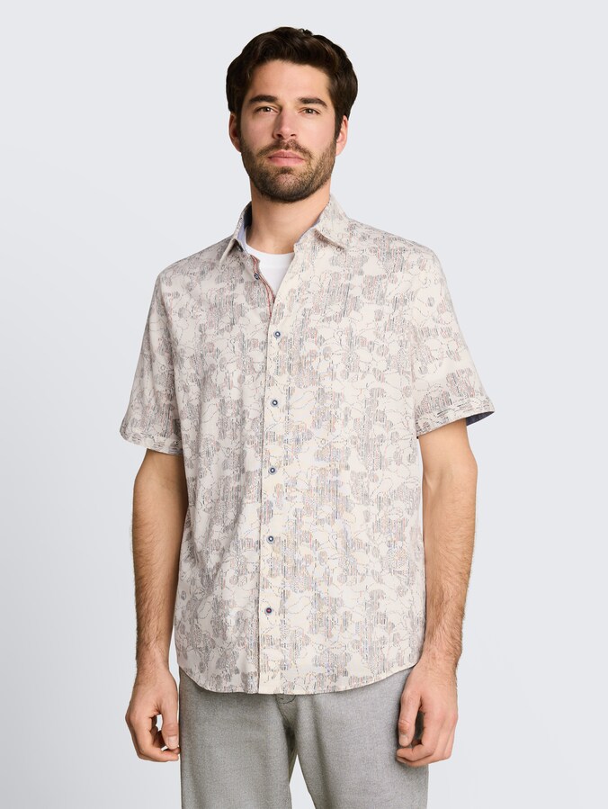 Regular Fit Kurzarmhemd mit Muster von Men, off white irregular design