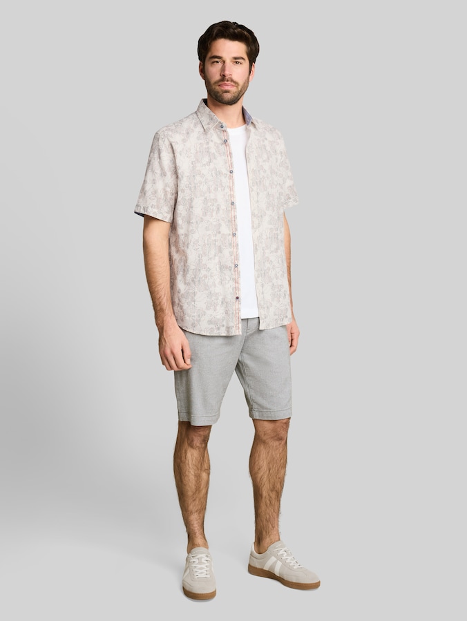 Regular Fit Kurzarmhemd mit Muster von Men, off white irregular design