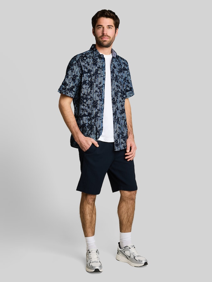 Regular Fit Kurzarmhemd mit Muster von Men, navy irregular design