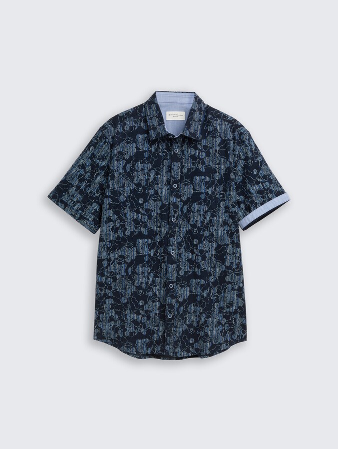 Regular Fit Kurzarmhemd mit Muster von Men, navy irregular design