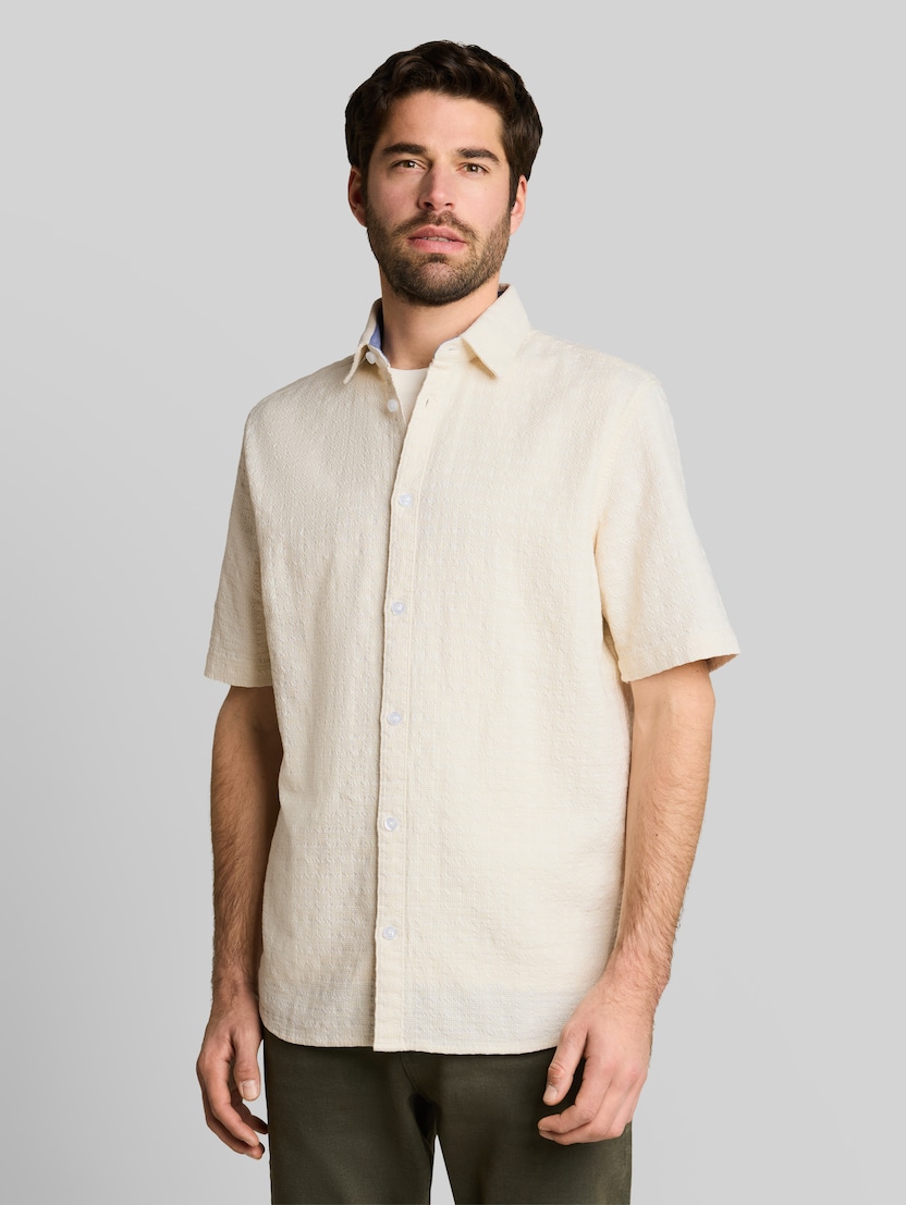 Comfort Fit Kurzarmhemd aus Baumwolle von Men, Gardenia White