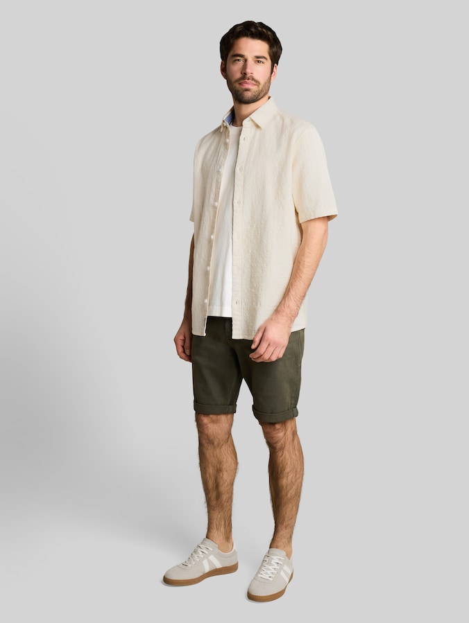 Comfort Fit Kurzarmhemd aus Baumwolle von Men, Gardenia White