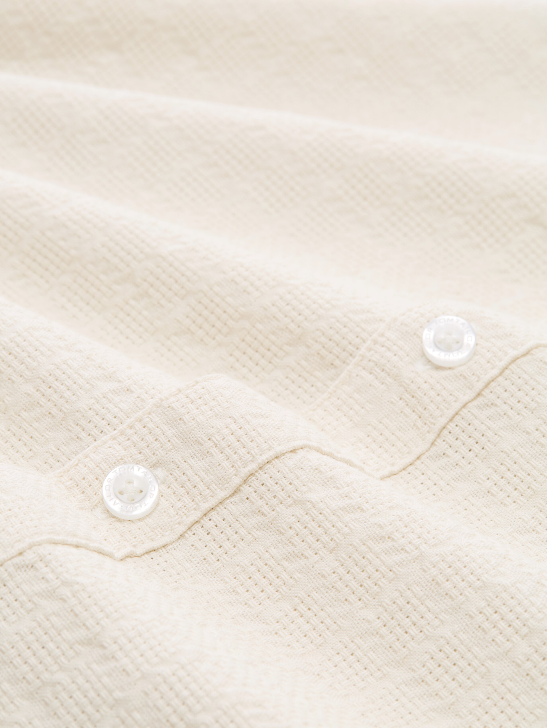Comfort Fit katoenen overhemd met korte mouwen - Gardenia White - Materiaalweergave