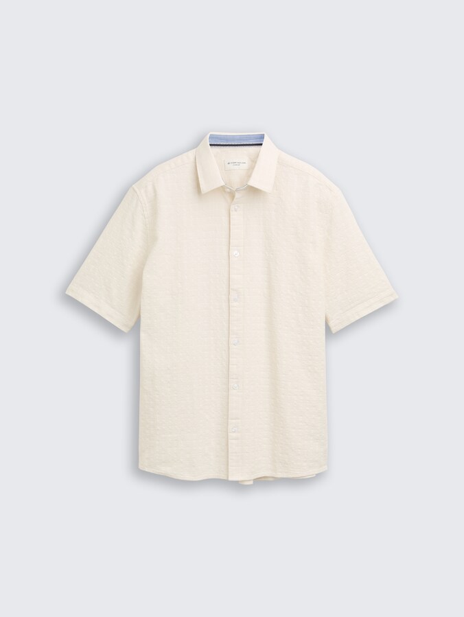 Comfort Fit katoenen overhemd met korte mouwen door Men, Gardenia White