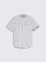 Regular Fit Kurzarmhemd mit Stehkragen - white navy small stripe - Vorder-Produkt-Ansicht