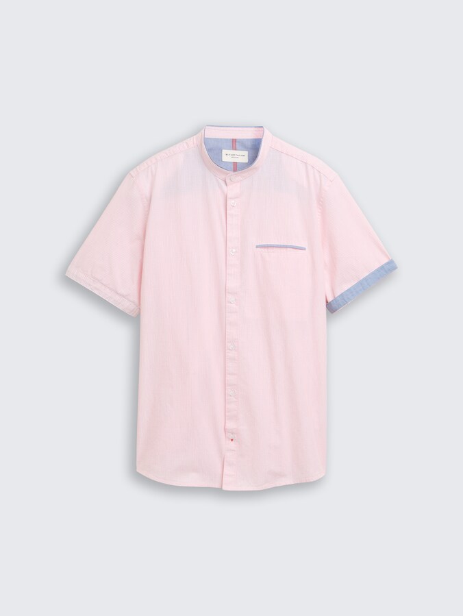 Regular Fit Kurzarmhemd mit Stehkragen von Men, red white small stripe