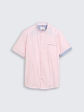 Regular fit overhemd met korte mouwen en opstaande kraag - red white small stripe - Product vooraanzicht