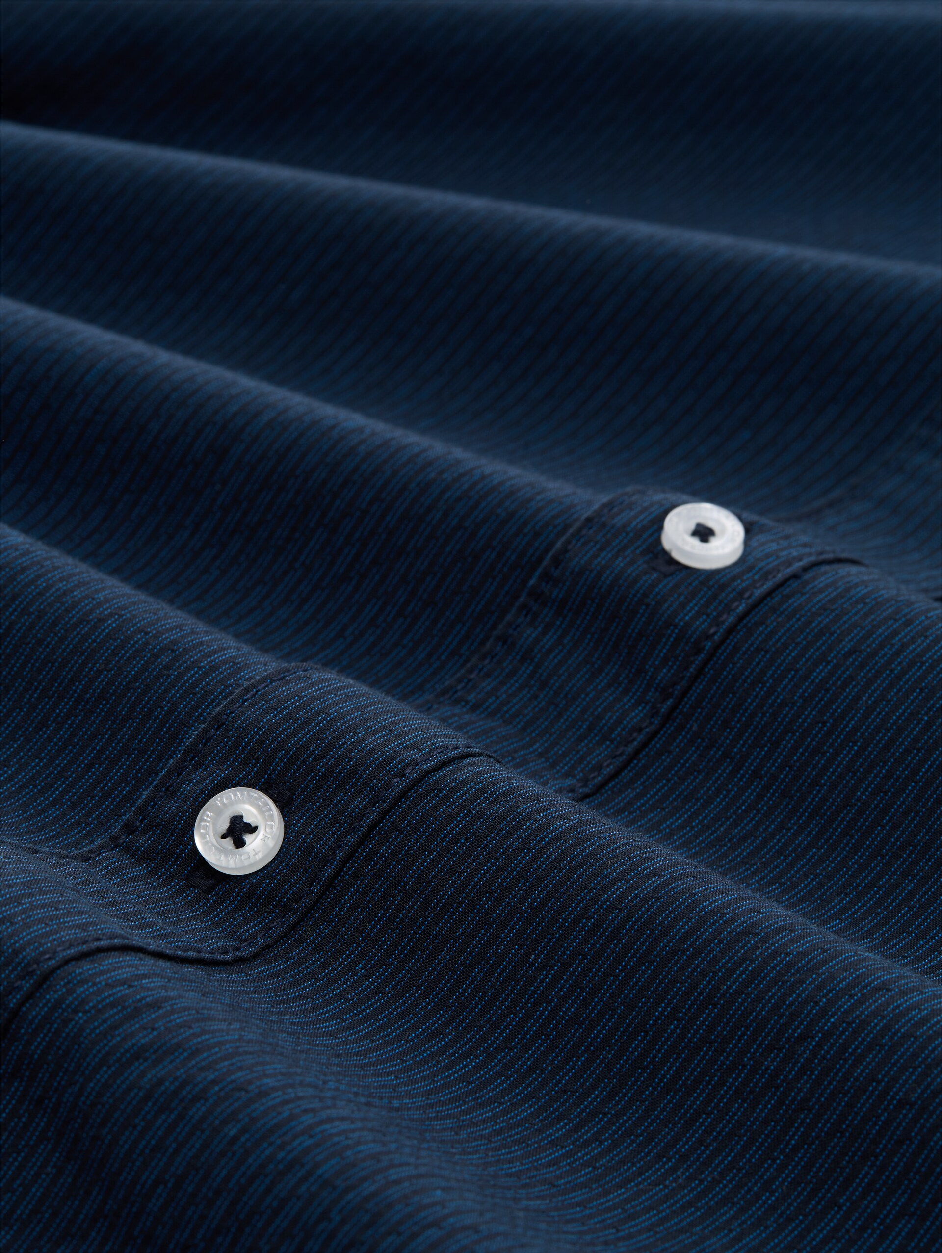 Regular fit overhemd met korte mouwen en opstaande kraag - navy small stripe - Materiaalweergave
