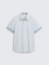 Regular fit overhemd met korte mouwen en borstzak - light blue structure - Product vooraanzicht