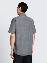 Regular fit overhemd met korte mouwen en borstzak - navy structure - Neklijn model-achteraanzicht