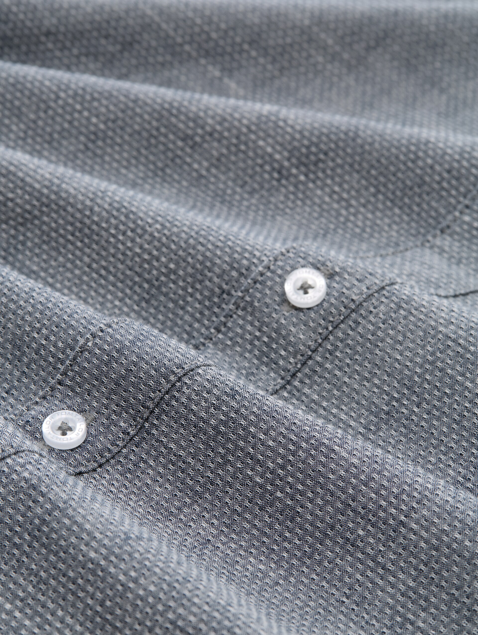 Regular fit overhemd met korte mouwen en borstzak - navy structure - Materiaalweergave