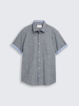 Regular fit overhemd met korte mouwen en borstzak - navy structure - Product vooraanzicht