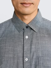 Regular fit overhemd met korte mouwen en borstzak - navy structure - Detailaanzicht model