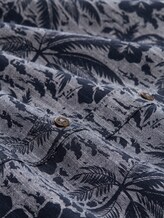 Regular fit overhemd met korte mouwen en patroon - navy palm hibiscus design - Materiaalweergave