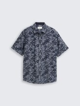 Regular fit overhemd met korte mouwen en patroon - navy palm hibiscus design - Product vooraanzicht