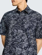 Regular fit overhemd met korte mouwen en patroon - navy palm hibiscus design - Detailaanzicht model