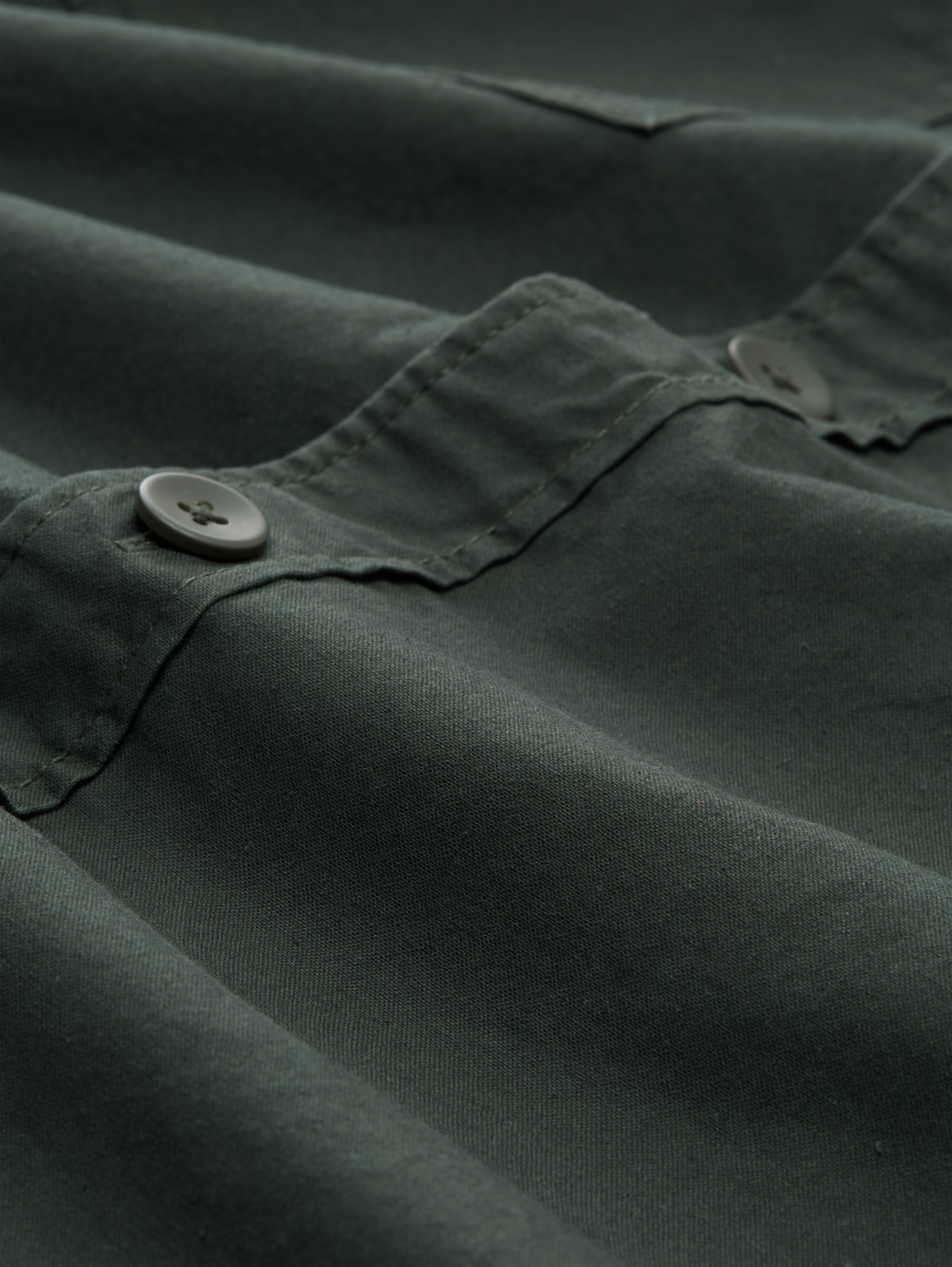 Overshirt with side pockets - Darkest Olive - Material view
