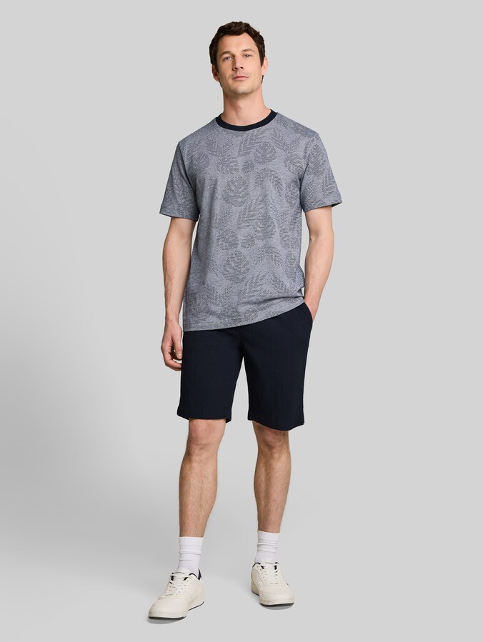 Seersucker-short met elastische tailleband door Men, sky captain blue