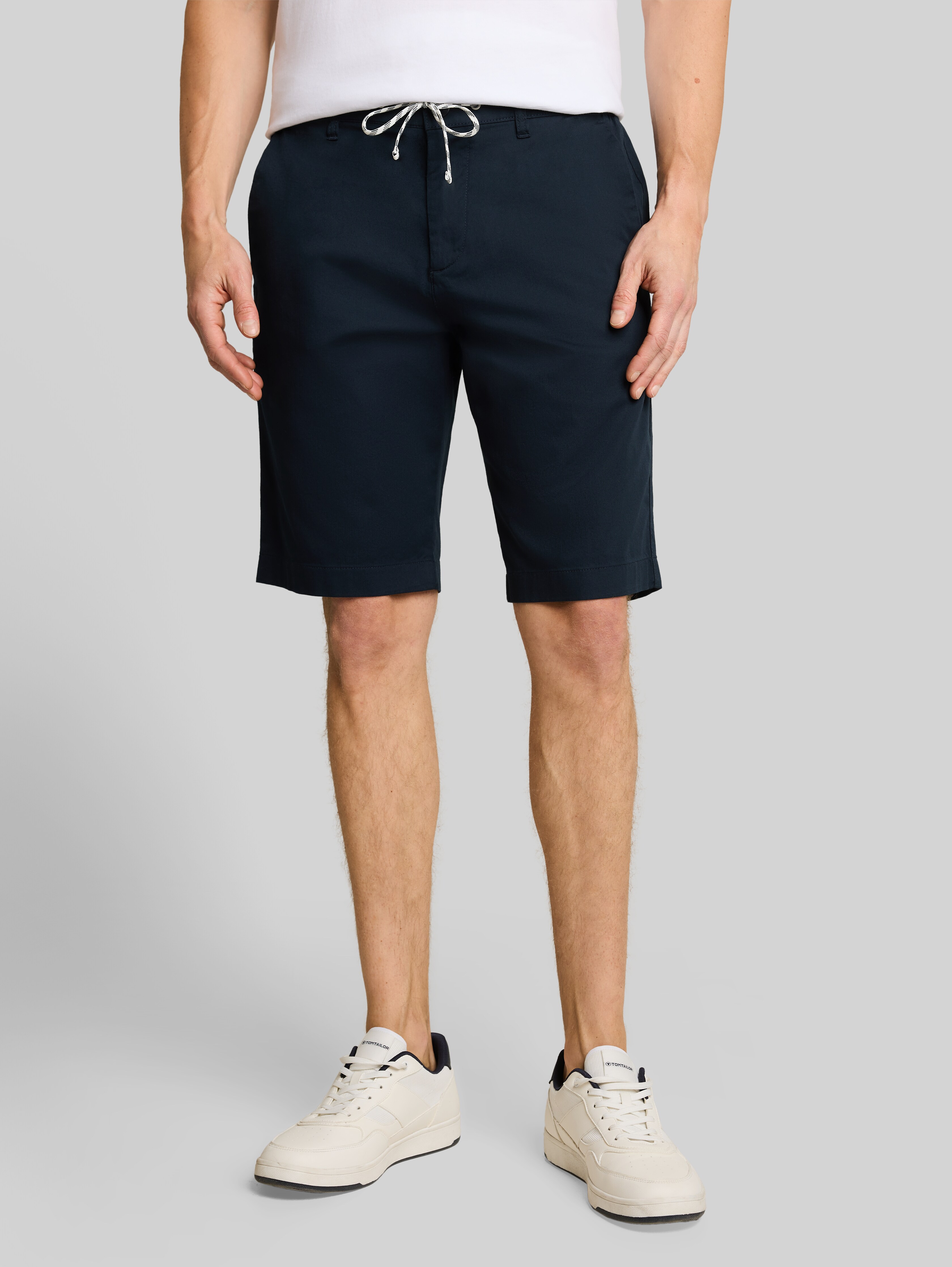 Chino shorts with drawstring in blue by Tom Tailor