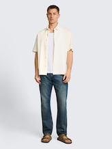 Losvallend katoenen overhemd met korte mouwen - Wool White - Model vooraanzicht