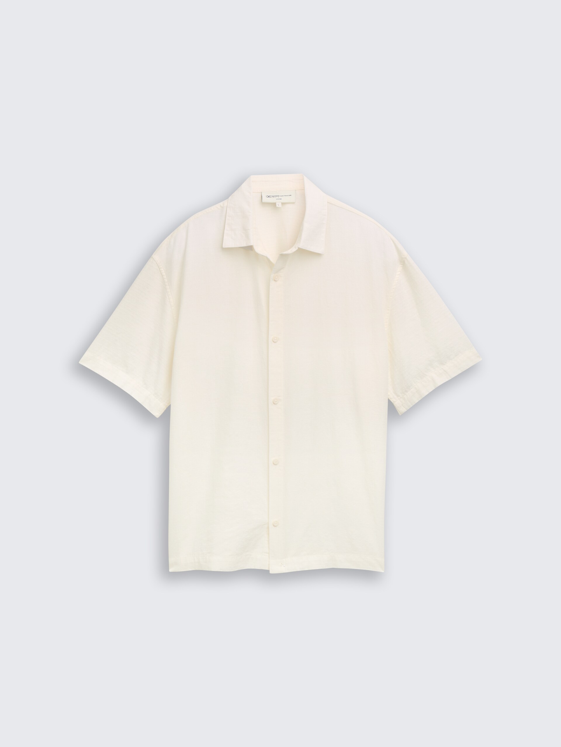Losvallend katoenen overhemd met korte mouwen - Wool White - Product vooraanzicht