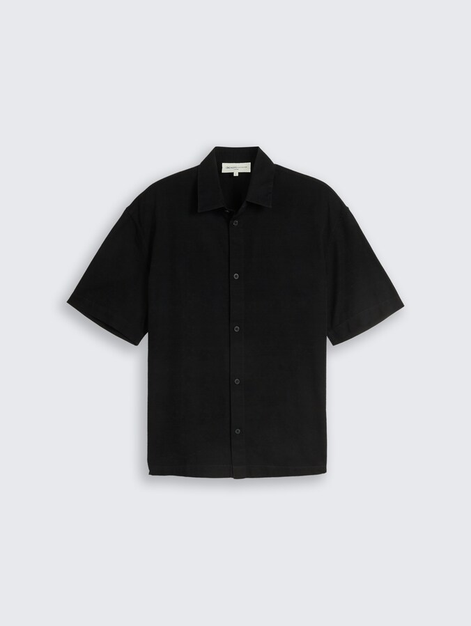 Loose Fit Kurzarmhemd aus Baumwolle von Denim Male, Black
