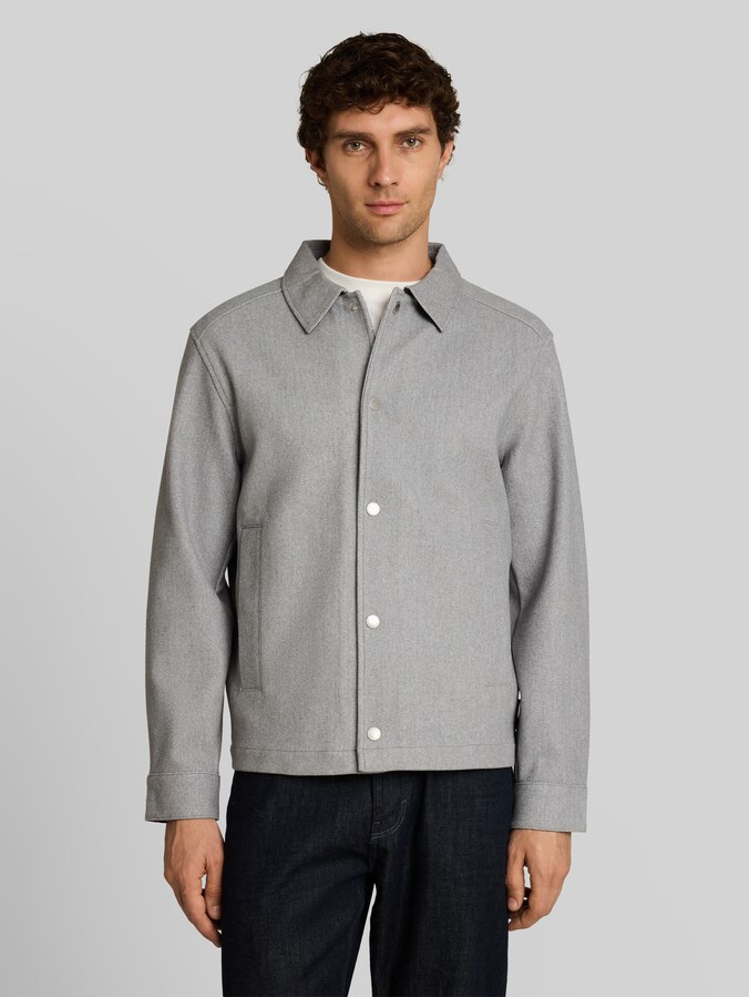 Relaxed Fit Jacke mit Druckknöpfen von Denim Male, medium silver grey melange